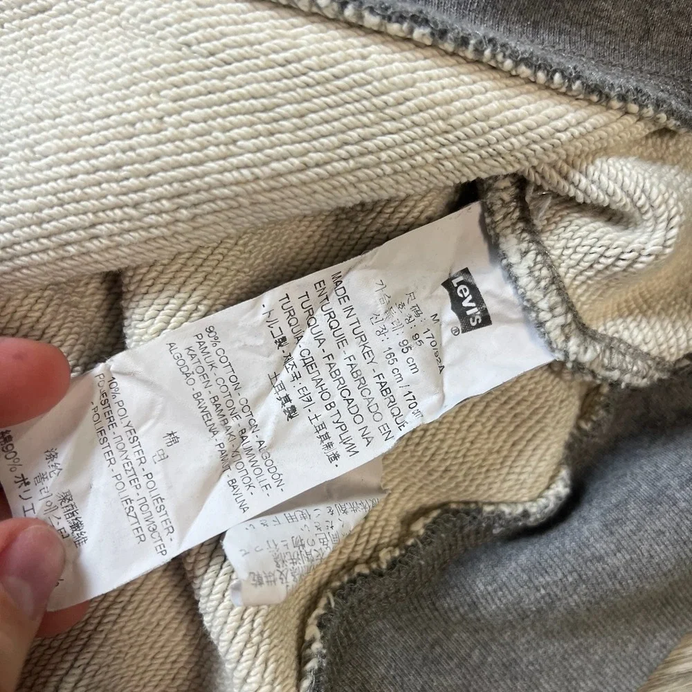 Levis Sweatshirt Mens‎ Medium Grey Raglan Sleeve Standard Fit Textured Pullover